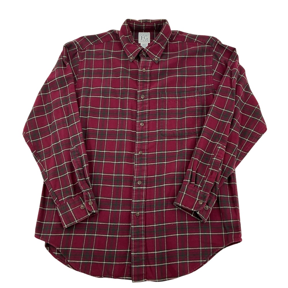 Vintage Plaid Heavyweight Flannel Shirt Mens M Burgundy Long Sleeve Gorpcore